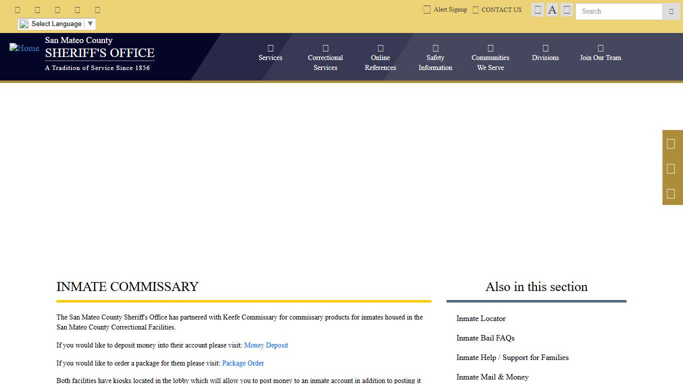 Inmate Commissary San Mateo County Sheriff's Office